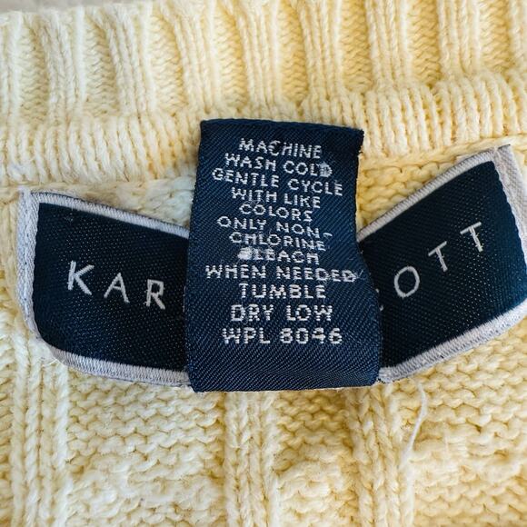 Karen Scott Womens Large Off-White Cable Knit Sweater Preppy Old Money Classic - Picture 6 of 11